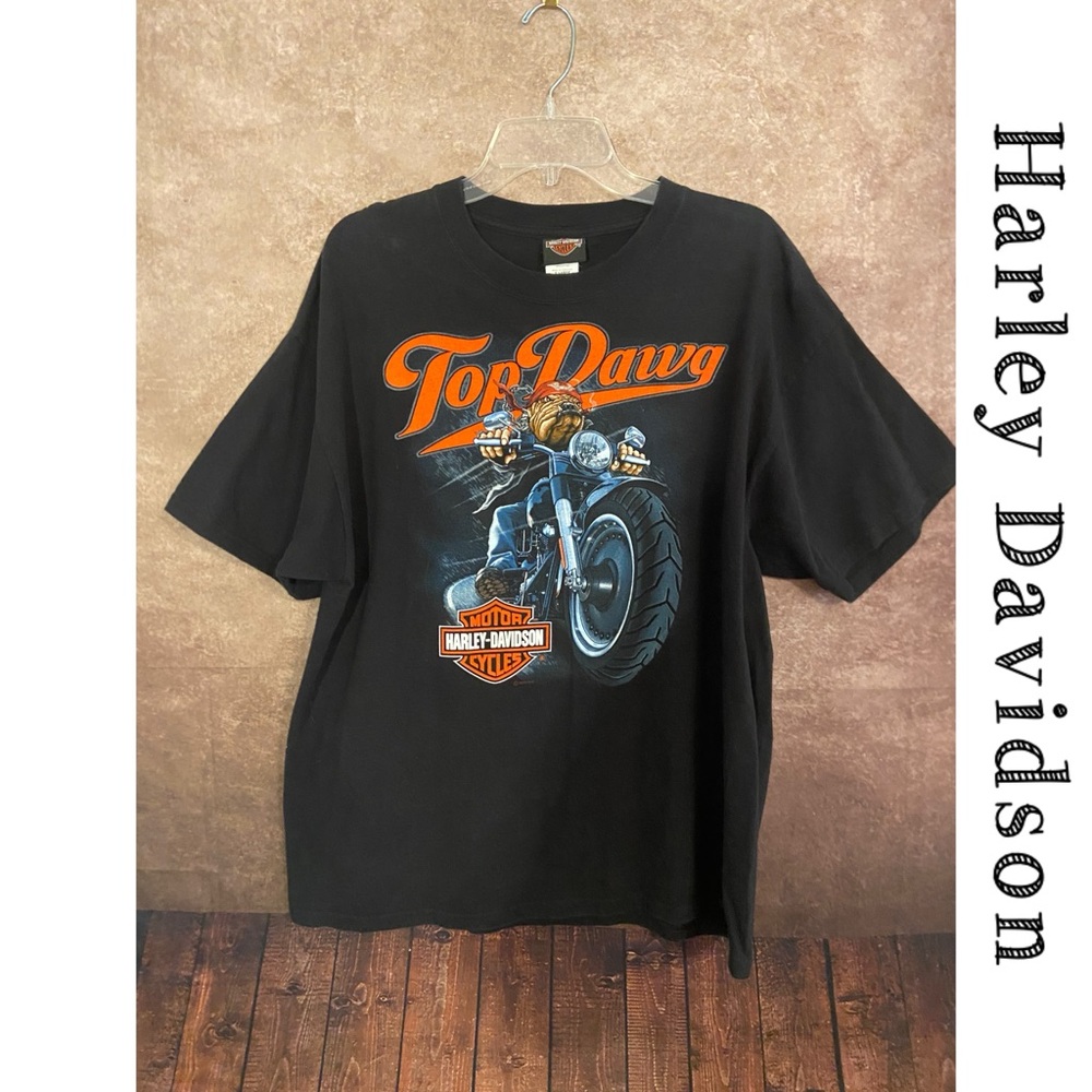 Harley Davidson~Top Dawg-Joliet Illinois-Men’s size XL t-shirt-100% cotton-EUC